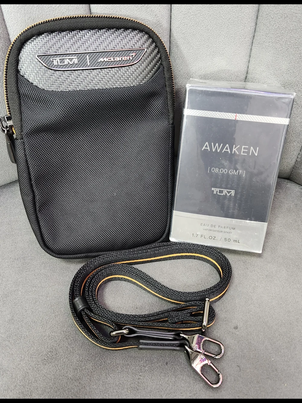 👑TUMI x McLaren Crossbody Pouch w AWAKEN Perfume 3.4oz🔥